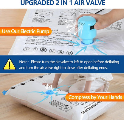 ZPP Vacuum Storage Bags with Electric Pump (30 Pack) - 6 Jumbo, 6 Large, 6 Medium, 6 Small, 6 Roll Up Bags for Travel