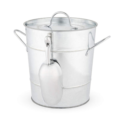 Twine Insulated Ice Bucket with Lid, Scoop & Handles for Beer, Wine, Champagne, Beverages, 1 Gal Galvanized Metal Bucket, Steel Ice Container for BBQs, Indoor & Outdoor Party Supplies, Bar Accessories