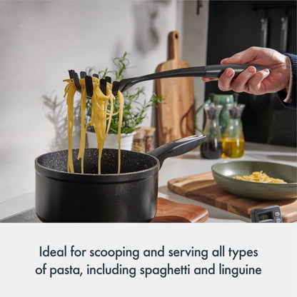 Culinare Spaghetti Spoon with Portion Measure, Heat Resistant Pasta Server Safe for Non Stick Cookware, Dishwasher Safe