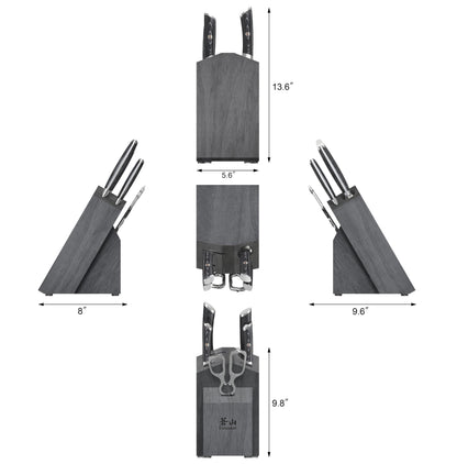 Cangshan KURO Series 6-Piece Knife Block Set, High Carbon X-7 Damascus Steel, Gray, 504333