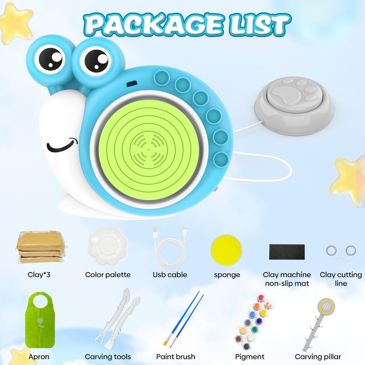 Pottery Wheel for Kids with 3 Clay Kits & Painting Supplies, Complete Arts and Crafts for Kids Ages 8-12, Mini Pottery Studio Toys for Ages 8-13, Ideal Christmas Birthday Gift for Grandkids Boys Girls