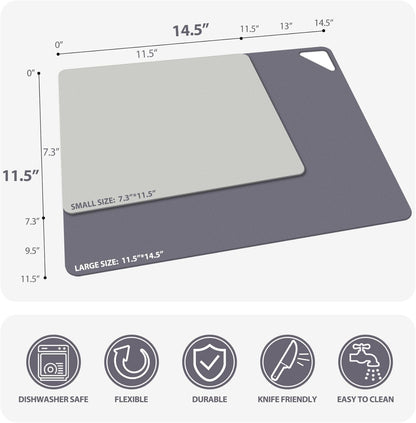 WK Flexible Cutting Board Set of 6, Plastic Cutting Boards for Kitchen, Non Slip Mats with Hole, BPA Free, Dishwasher