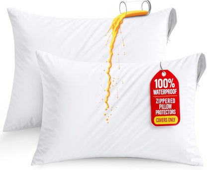 Utopia Bedding King Size Pillow Protectors - Ultra Soft, Waterproof & Bed Bug Proof Encasements (Set of 2)