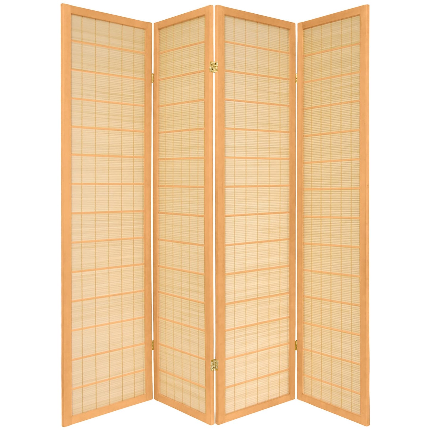 Red Lantern 6 ft. Tall Kimura Shoji Screen-4 Panel-Natural Room Divider