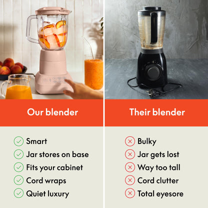 bella 10 Speed Countertop Blender, Juicer & Smoothie Maker, Fits-anywhere™ Kitchenware, Slim Flip & Store Design, Dishwasher Safe 48oz Capacity Pitcher & Lid, Stainless Steel Blade, 450 Watt, Oatmilk