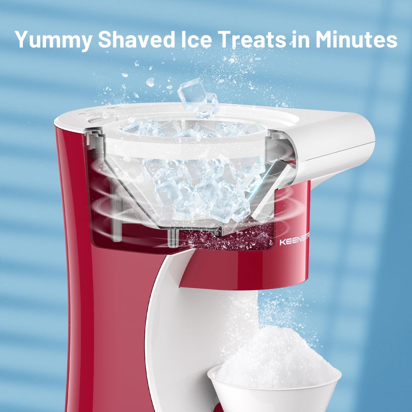 Shaved Ice Machine with 3 Reusable Plastic Cups, Table-Top Slushie Machine for Homemade Snow Cone, Snowballs, Frozen Cocktails and More, with Non-Slip Mat & Stainless Steel Blade