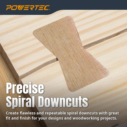 POWERTEC Router Brass Inlay Kit with Bushing Guide Set + Centering Pin, Collar & 1/8" Diameter x 1/4" Shank Solid Carbide Bit, Compatible w/ 1/4" Router Templates for Woodworking (71333)