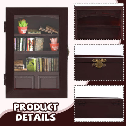 24 Anxiety Bookshelf with Real Mini Books, Cute Mini Bookshelf for Home Room Office Decor, Miniature Library Gifts