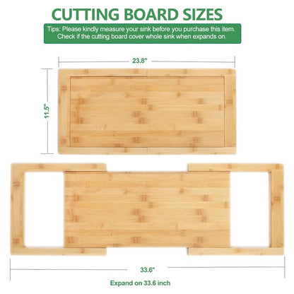 [2024 UPGRADE] Hifybaty Over The Sink Cutting Board - Expandable Cutting Board Over Sink, Bamboo Cutting Boards with Juice Groove, Kitchen Sink Cutting Board