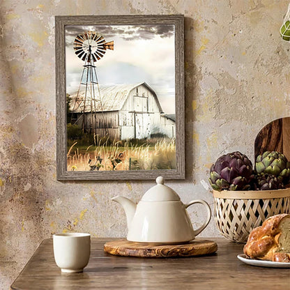 YL Mainland Diamond Painting Kits for Adults The Rustic Barn and Windmill Barn 5D DIY Diamond Art Kits Full Drill Diamond for Gift Wall Decor and Relaxation Gem Arts 12x16 inch