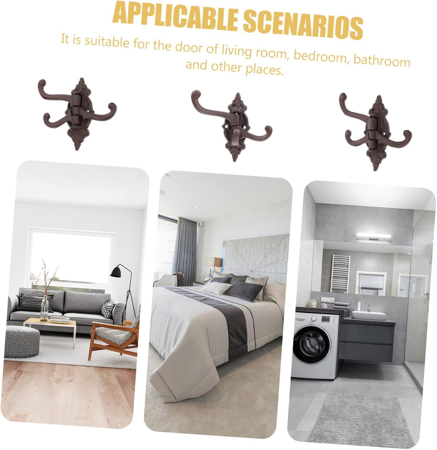 Movable Wall Hook Coat Hangers, Metal Clothes Hanger, Cast Iron Hooks for Wall Mounted Utility Clothing Rack