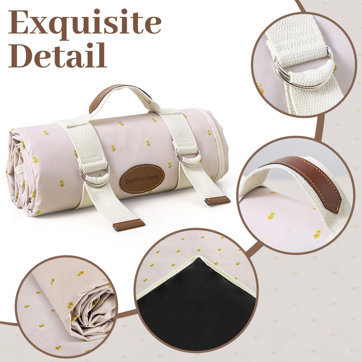 Picnic Blanket Waterproof Large,Outdoor Camping Mat 79”x 57”,Sandproof Foldable Picnic Mat Beach Blanket for Park,Grass,Indoors,Lawn,Hiking,Travel Grass Ground Play Music Festival Concert Must Have