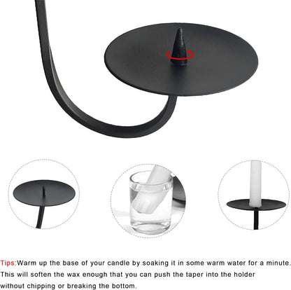 Double Armed Iron Candle Holders, Metal Wall Sconce Holder Set of 2, Black Modern Wall Candle Sconces for Living Room,