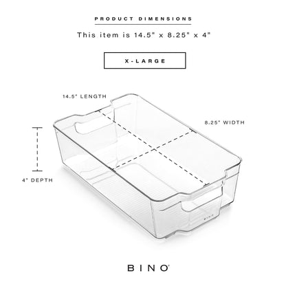 BINO | Stackable Storage Bins, X-Large - 2 Pack | THE STACKER COLLECTION | Clear Plastic | Built-In Handle | BPA-Free | Containers for Organizing Kitchen Pantry | Multi-Use Organizer