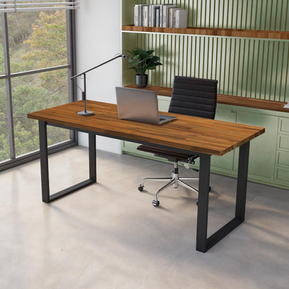 Howizz 60 x 30 in. Solid Wood Table Top, Teak Stained Acacia Desktop for Standing Desk/Office Tabletop/Countertop, 1in. Thick