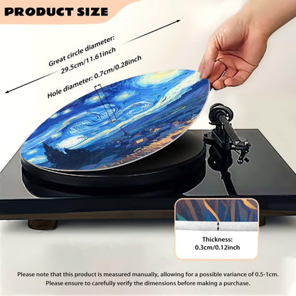 Qehuruxo Oil Painting Turntable Platter Mat Rubber Slipmat Record Player mat 12-inch Turntable Rubber Mat Silicone Design for Universal to All LP Vinyl Record Players (Black)