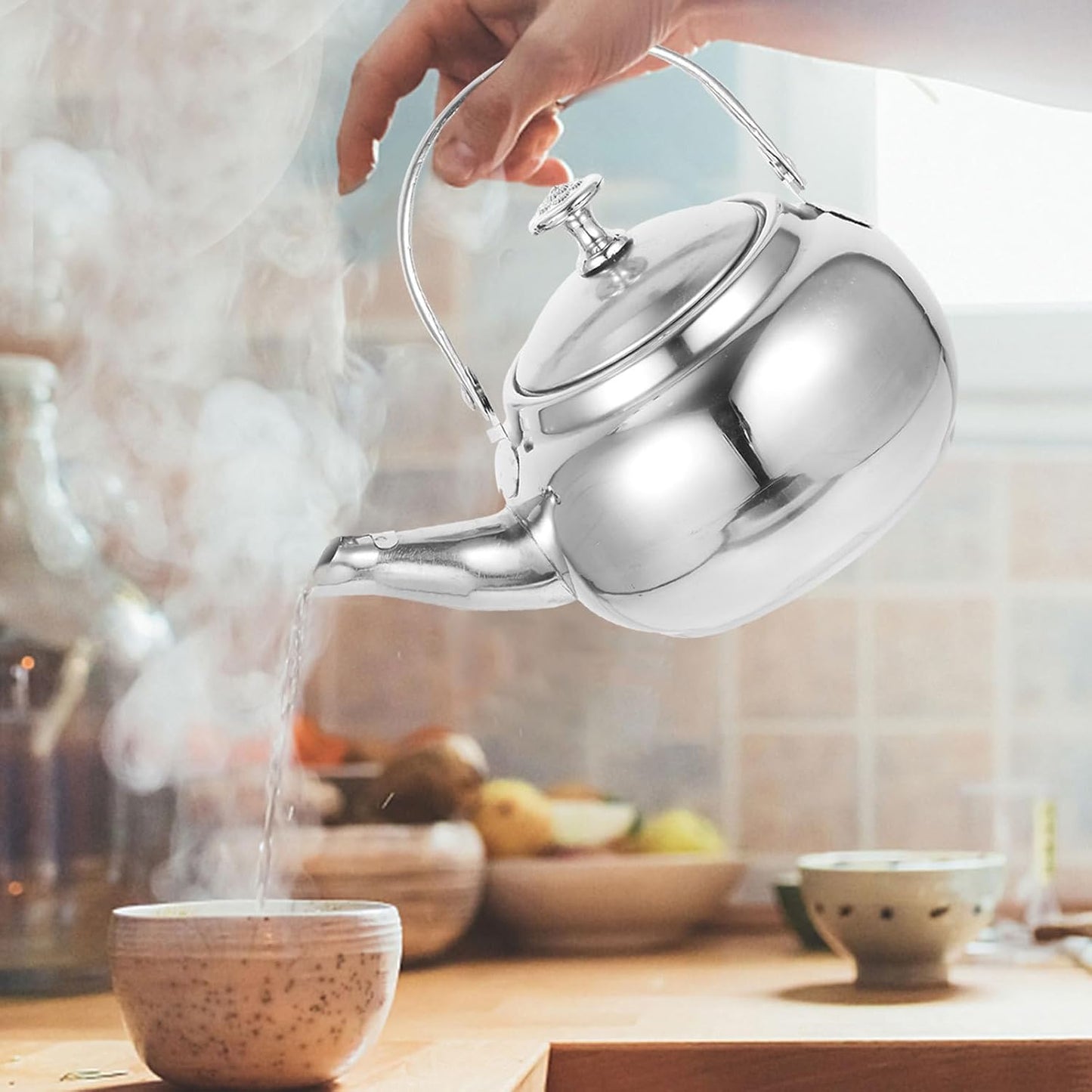 Luxshiny Stainless Steel Tea Pots with Infuser, Whistling Tea Kettle Stovetop for Fast Boiling Water