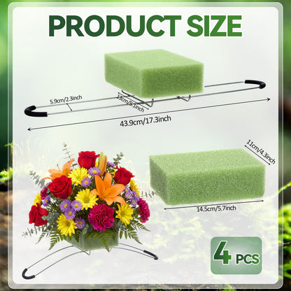 Yousoontic 4 Pack Tombstone Floral Foam Kit Headstone Flower Saddle 17.3 x 5.9 x 2.3 Inches Waterproof Floral Tombstone Hugger for Cemetery Decoration, Grave Flower Holder, Green