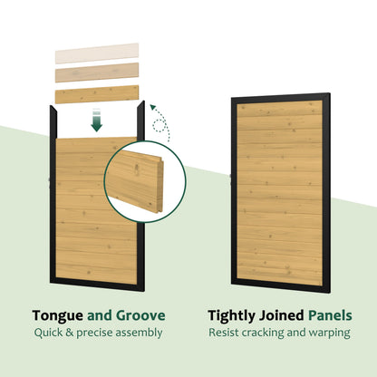 BlueWish 6 x 3 FT Cedar Wood Fence Gate Kit, Board-on-Board Privacy Fence Gate, Aluminum Frame with Security Lock System, Outdoor Garden Yard Complete Gate Kit for Backyard, Pool, Natural