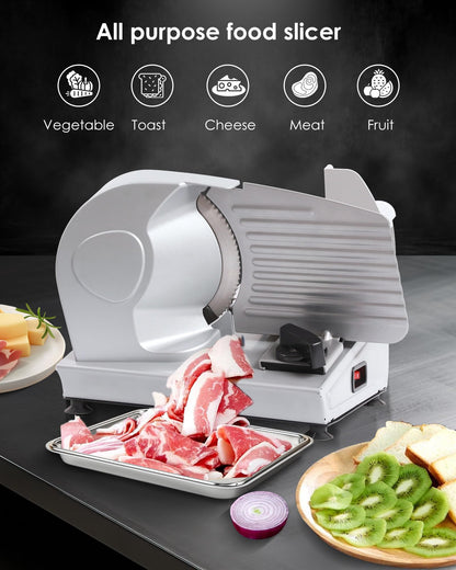 Valley Sportsman Meat Slicer Machine for Home - Electric Food Slicer with 7.5" Stainless Steel Blade, Adjustable Thickness Deli Slicer Cuts Meat, Bread, Cheese, Easy to Clean, Sliver