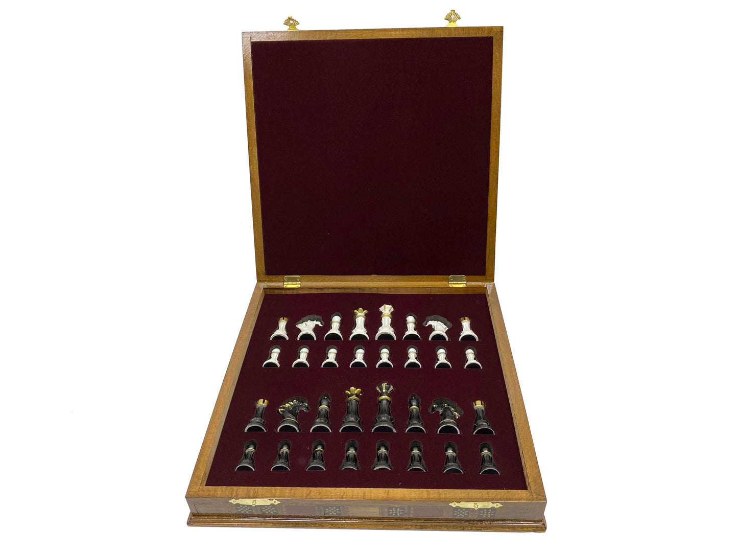Antochia Crafts 16.5 Inches Large Chess Set - Wooden Chess Board with Mosaic Details and Legendary Hand Painted Luxury Chess Pieces (Black)