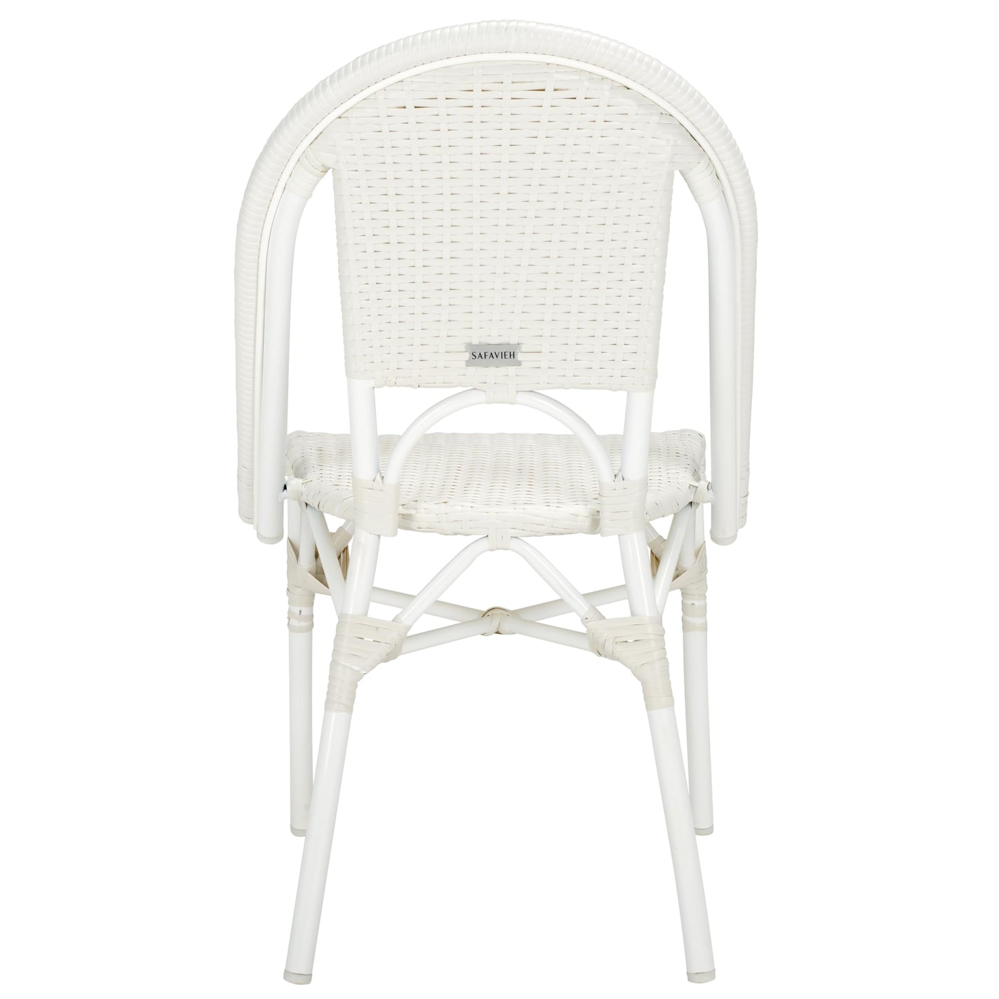 SAFAVIEH Outdoor - Torino Bistro Chair Set of 2 - White - Faux Wicker & Aluminum Frame - Bistro Side Chair Design - Ideal for Patio, Deck, Sunroom, Dining Area, 18" Seat Height (PAT7550C-SET2)
