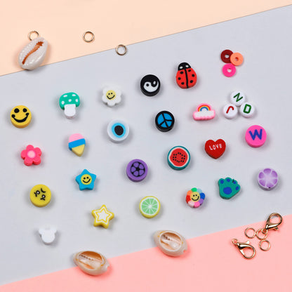 Incraftables Smiley Face Bracelet Kit – 450 Clay Beads with Flowers, Cute Charms & Small Accent Beads – DIY Jewelry Making Kit – Bracelet Supplies for Craft Projects