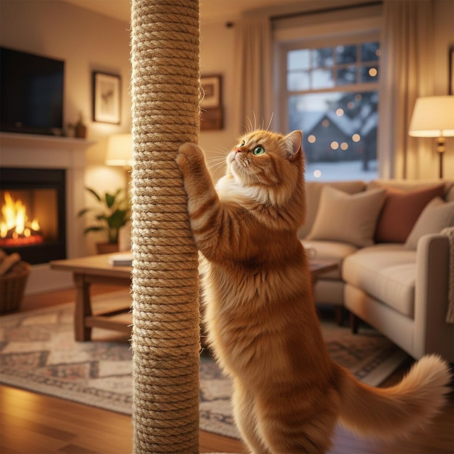 Jute Rope 1 Inch x 100 Feet, 4 Ply Heavy Duty 900LB Breaking Strength Natural Jute Twine, Large 25mm Thick Cord for Plant Support, Cat Tree Scratching Post, Rustic Christmas Decor & Crafts