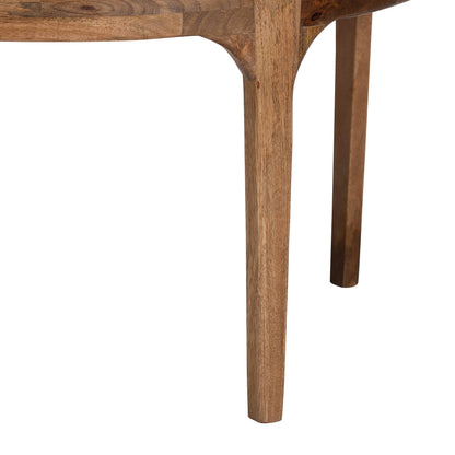 Baxton Studio Prospero Round Travertine Coffee Table - Modern Accent Table with Mango Wood Frame for Living Room or Seating Areas