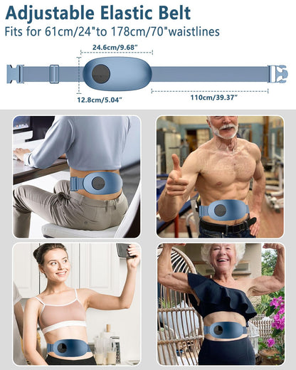 FWV Back Massager with Heat,Portable Cordless Heating Pad for Back Pain Relief Deep Tissue,Heated Lower Massager with 6 Modes&16 Levels,USB Heat Back Massage Tool Blue