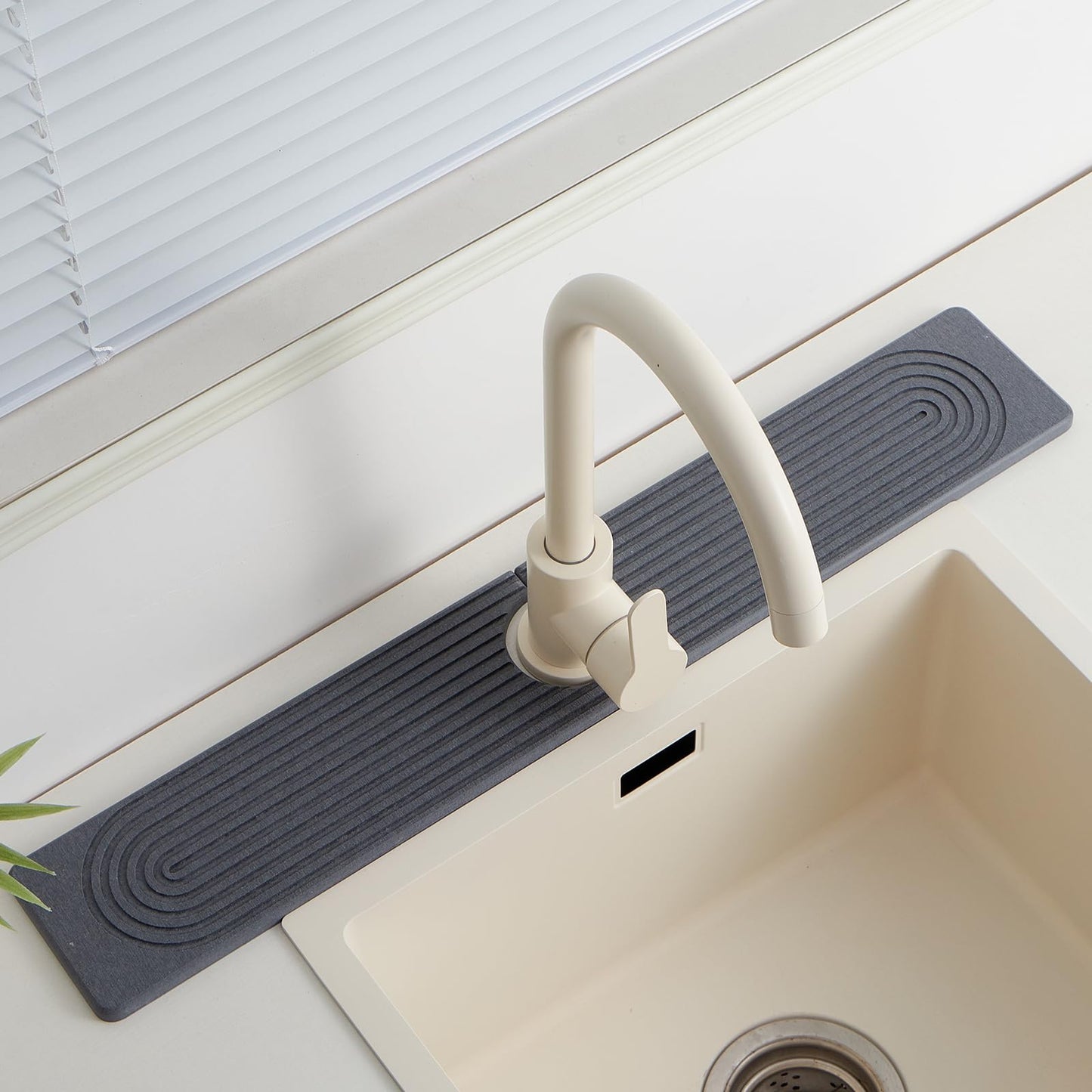 Stone Faucet Mat for Kitchen Sink, Faucet Mat Fast Drying Diatomite, Sink Splash Guard Water Absorbing Stone Tray for Sink, Counter Protector for Kitchen & Bathroom