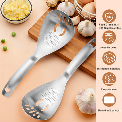 SQKM 5 in 1 Spoon Solid, Meat and Potatoes Smasher, Egg Yolk Separator, Potato Masher, Bottle Opener, 18/8 304 Stainless Steel, Heat Resistant for Mixing Stirring, Kitchen & Camping