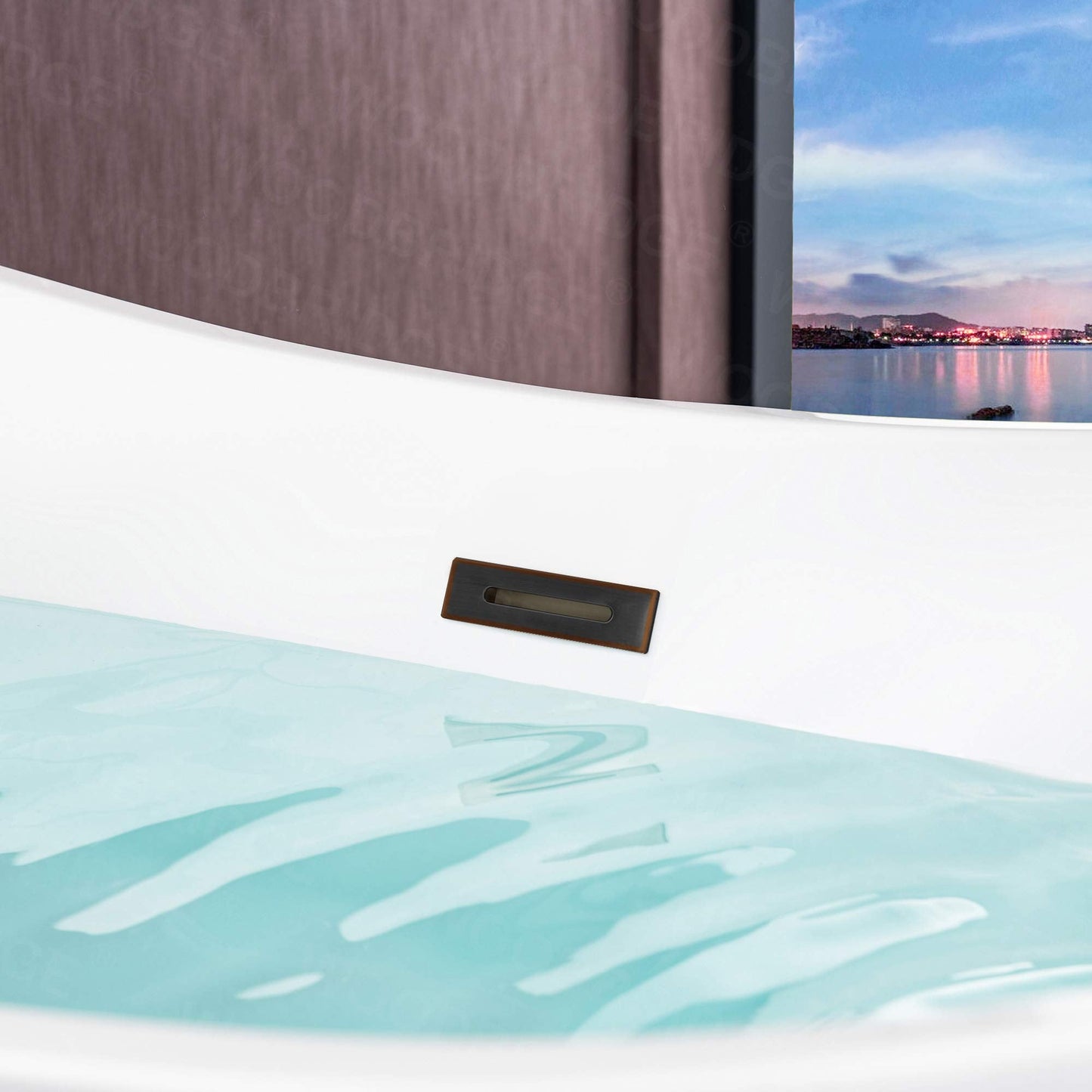 WOODBRIDGE 71" Acrylic Freestanding Bathtub Contemporary Soaking Tub, White Acrylic (Oil Rubbed Bronze Drain/Overflow),B0017 ORB Drain &O