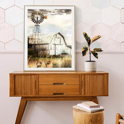 YL Mainland Diamond Painting Kits for Adults The Rustic Barn and Windmill Barn 5D DIY Diamond Art Kits Full Drill Diamond for Gift Wall Decor and Relaxation Gem Arts 12x16 inch