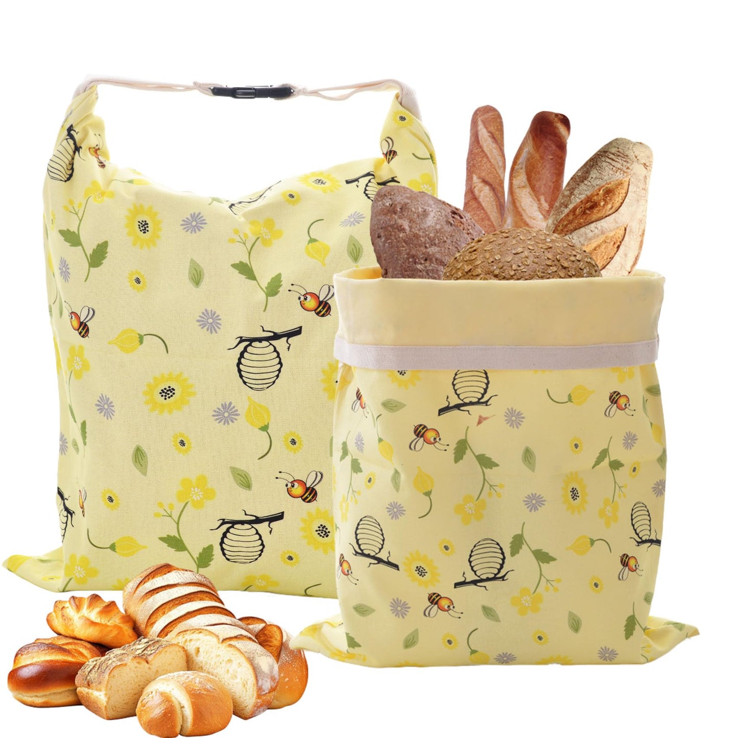 Cnkaite 2 Pack Reusable Beeswax Bread Bags for Homemade Sourdough Bread, 17"×13" XL Cotton Beeswax Bags Keep Bread Fresh Sourdough bag, Freezer Safe Storage Container Keep Loaf Fresh