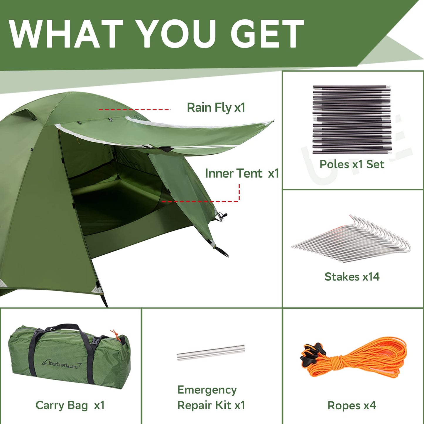 Clostnature Polaris Lightweight Backpacking Tent - 6 Person Waterproof Camping Tent, 3 Season Large Size Easy Setup Tent for Family, Outdoor, Hiking and Mountaineering