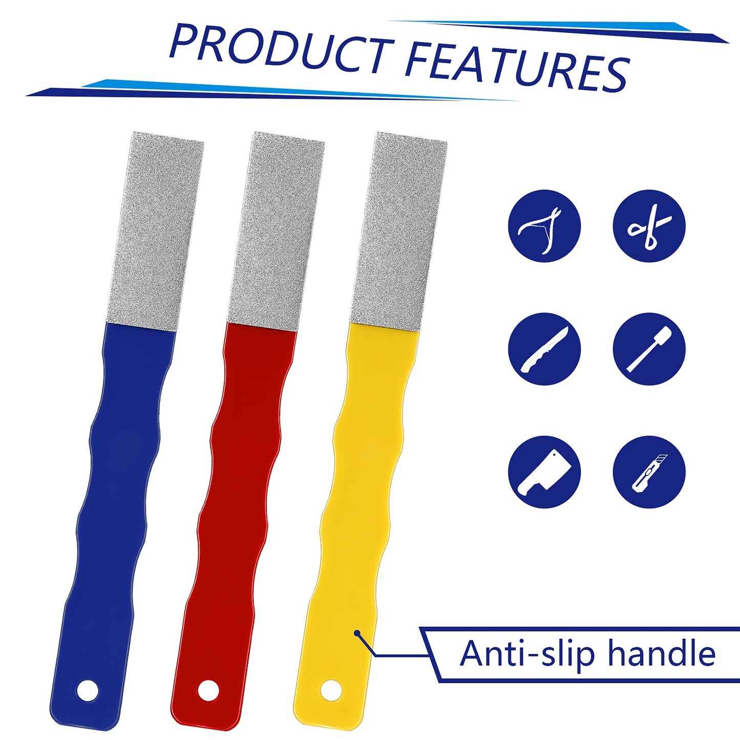 Honoson 6 Pcs Diamond Sharpening Hones Sets Color Coded Diamond Sharpening Stones Tools Flat Hand File Knife Set for Hunting, Outdoor