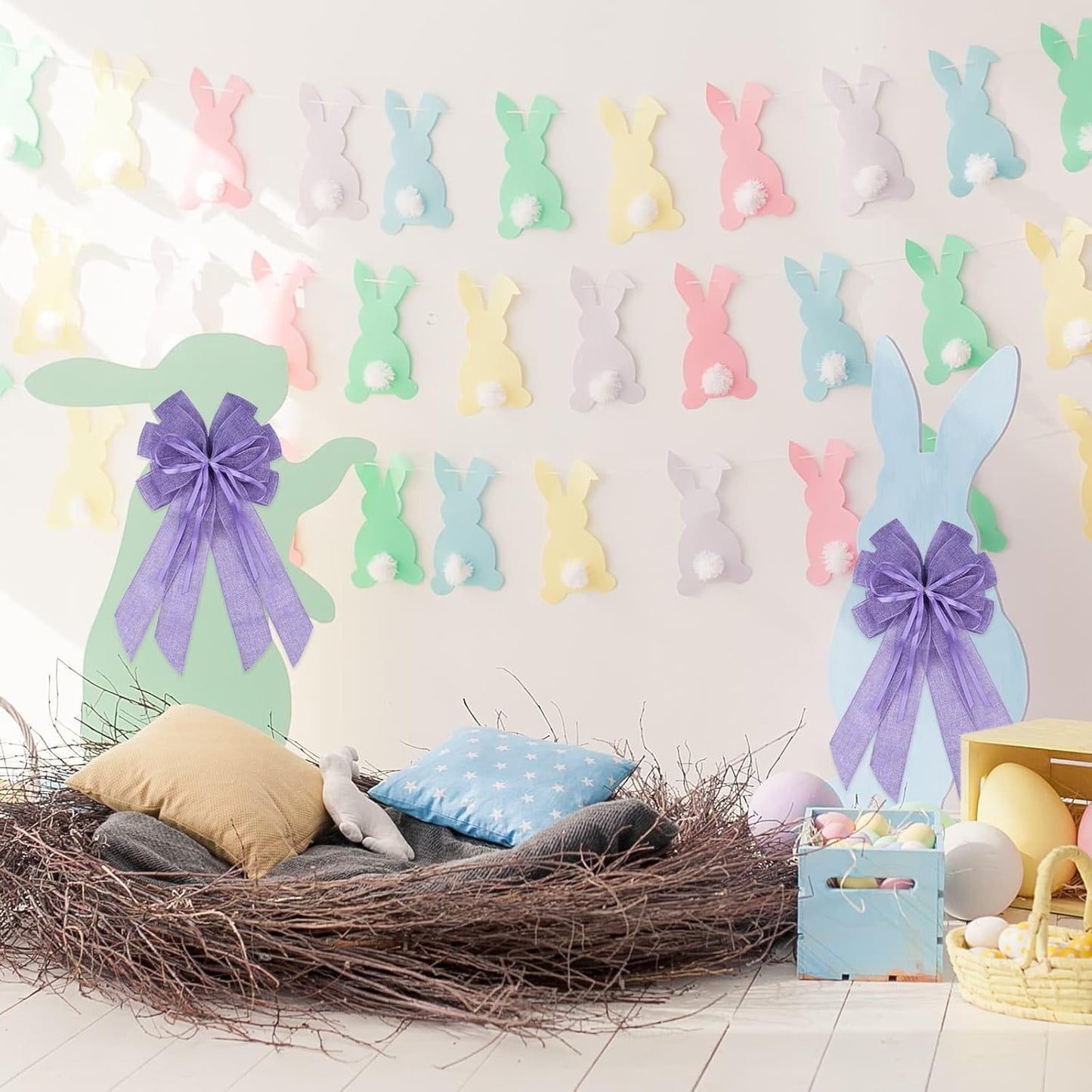 YKW Large Purple Burlap Bow - Elegant 20x11 Inch Wreath Decor for Weddings & Holidays | Indoor/Outdoor Use