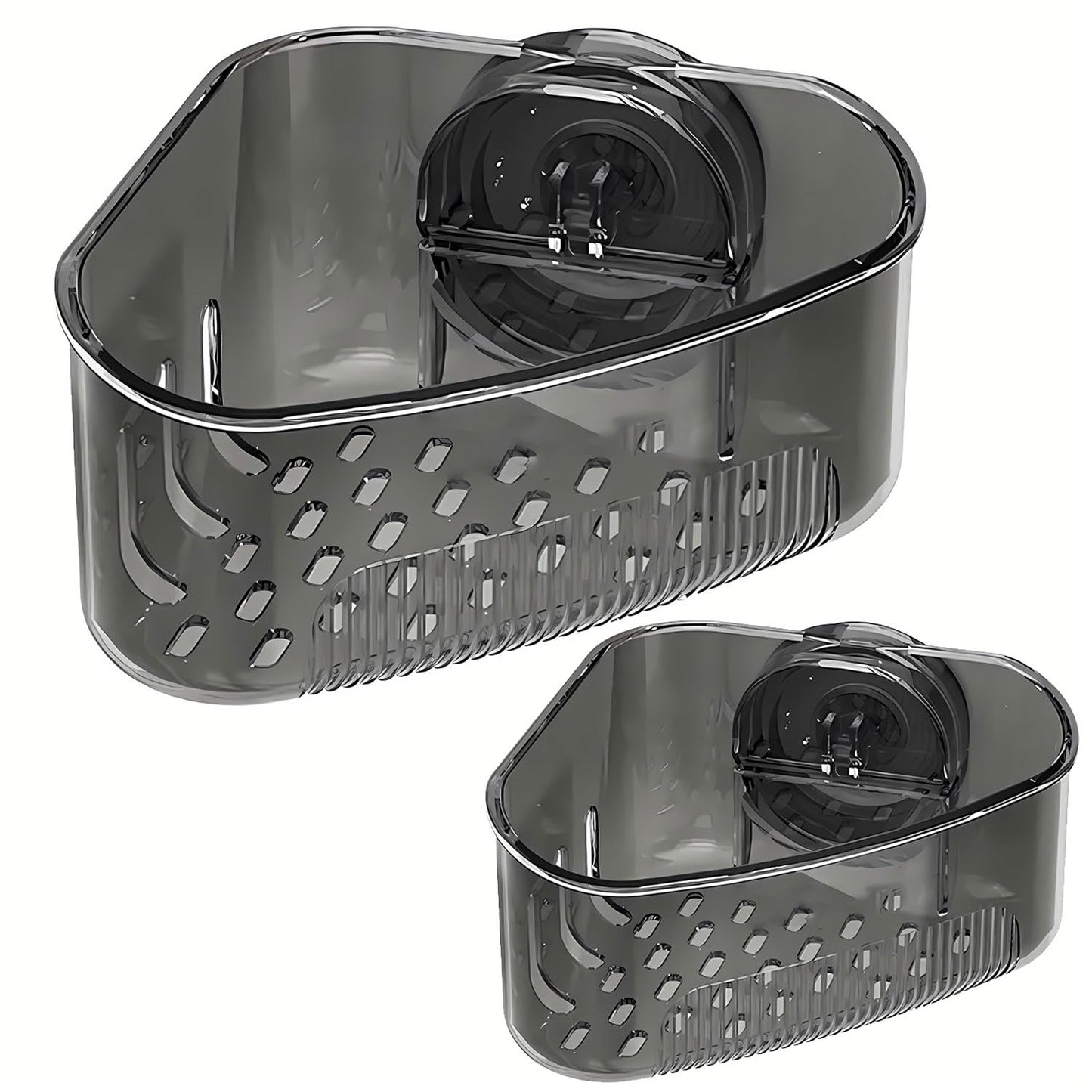 MyVaky 2PCS Sink Organizer Rack for Kitchen for Sponges, Scrubbers, Sink Corner Drain Box,with Adhesive Suction Cup Mount(Black)
