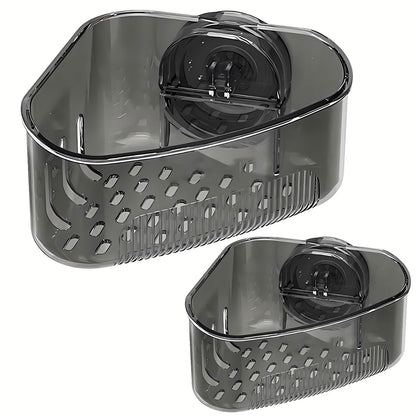 MyVaky 2PCS Sink Organizer Rack for Kitchen for Sponges, Scrubbers, Sink Corner Drain Box,with Adhesive Suction Cup Mount(Black)