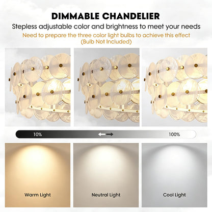 APBEAMLighting 30.3'' Cloud Glass Chandelier Modern, Gold Chandeliers Elegant, Dimmable 8-Light Pendant Ceiling Light Fixture for Girls Room Bedroom Dining Living Room Foyer Kitchen Entryway