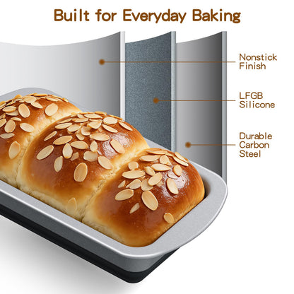 Jcrisova Loaf Pan, 8.5 x 4.5 Inch Pop-Out Bread Pans For Homemade Bread, Dishwasher Safe, Oven Safe to 446°F, for Banana Bread, Pound Cake and Meatloaf