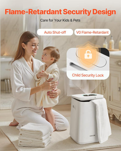 VEVOR Towel Warmers for Bathroom, Towel Warmer Bucket Auto Shut Off for Spa Fits up to 3 Oversized Towels, Blankets, Clothes, Bathrobes, PJ's and More