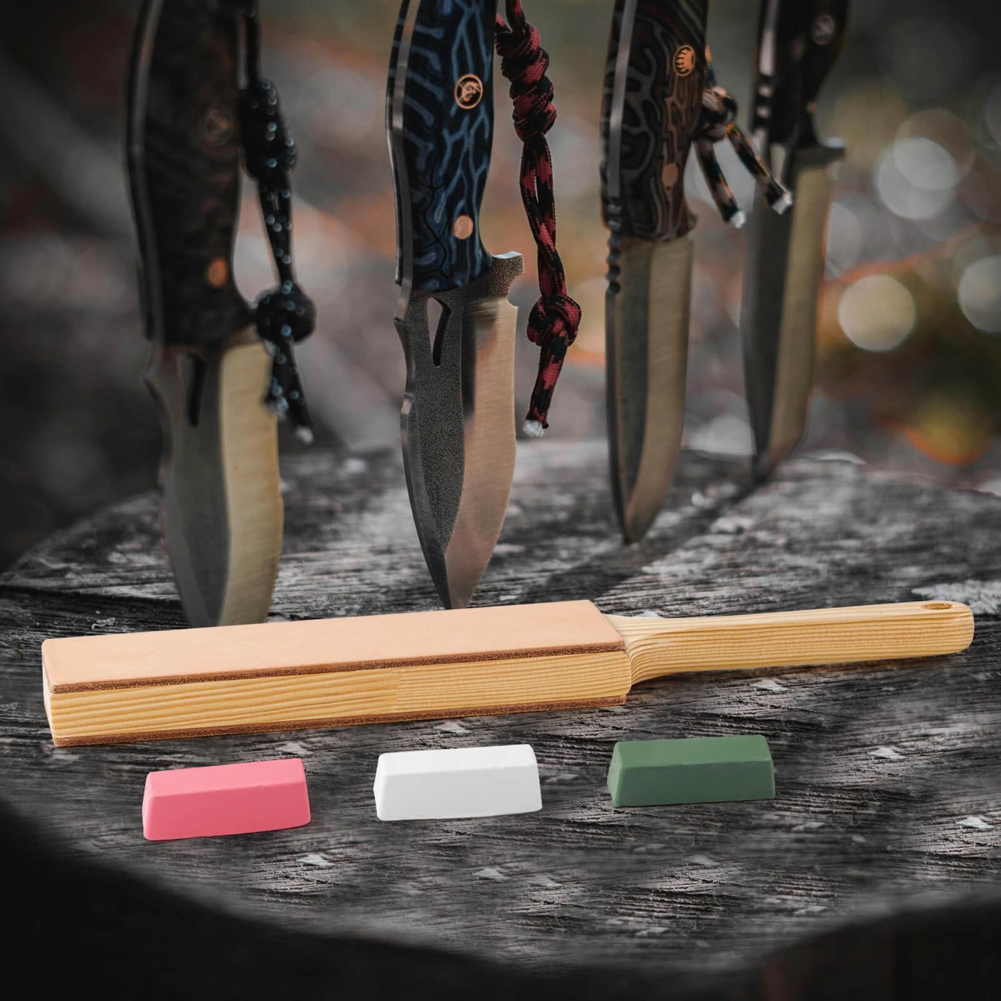 Angerstone Oversize Double Sided Leather Strop Kit(3" Knife Stropping Leather）with Ergonomic Handle - Knife Strop for Sharpening Knives, Wood Carving Chisels, Buffing Compound Included