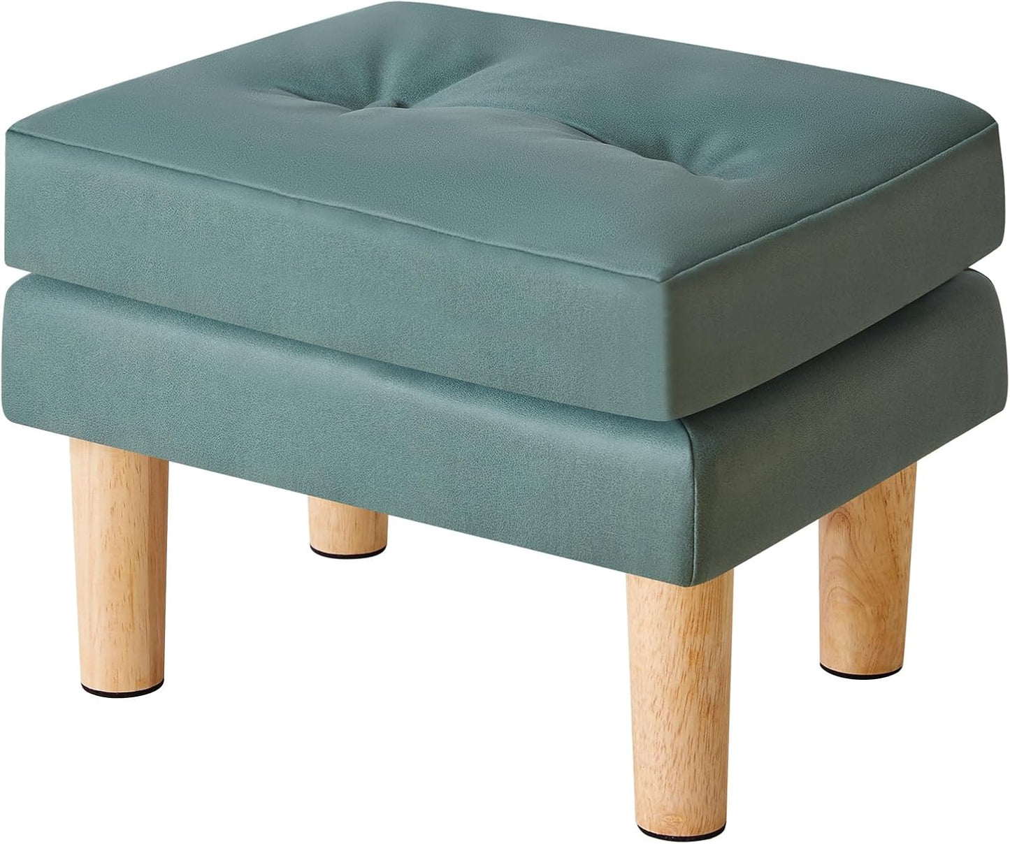 16.34" 12.4" W12.6" UHBD041GR YMYNY Small Footstool Ottoman, Faux Leather Footrest with Sponge Padded Seat, Step Stool