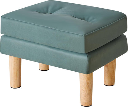 16.34" 12.4" W12.6" UHBD041GR YMYNY Small Footstool Ottoman, Faux Leather Footrest with Sponge Padded Seat, Step Stool