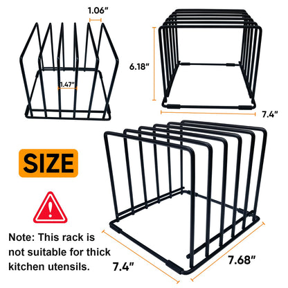 Kitchen Organizer Rack - 5-Slot Heavy-Duty Cutting Board and Bakeware Holder, Rust-Resistant with Anti-Slip Feet for Countertop or Cabinet Storage