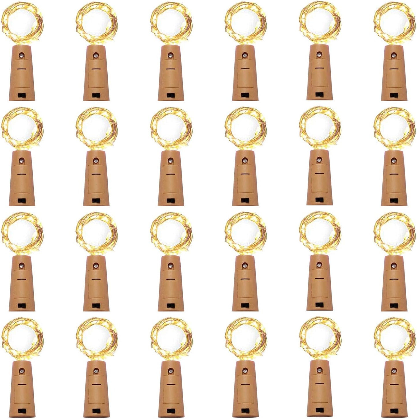 24 Pack 20 (24 Pack, LED Wine Bottle Cork Lights, Fairy Mini String Lights Copper Wire, Battery Operated Starry Lights
