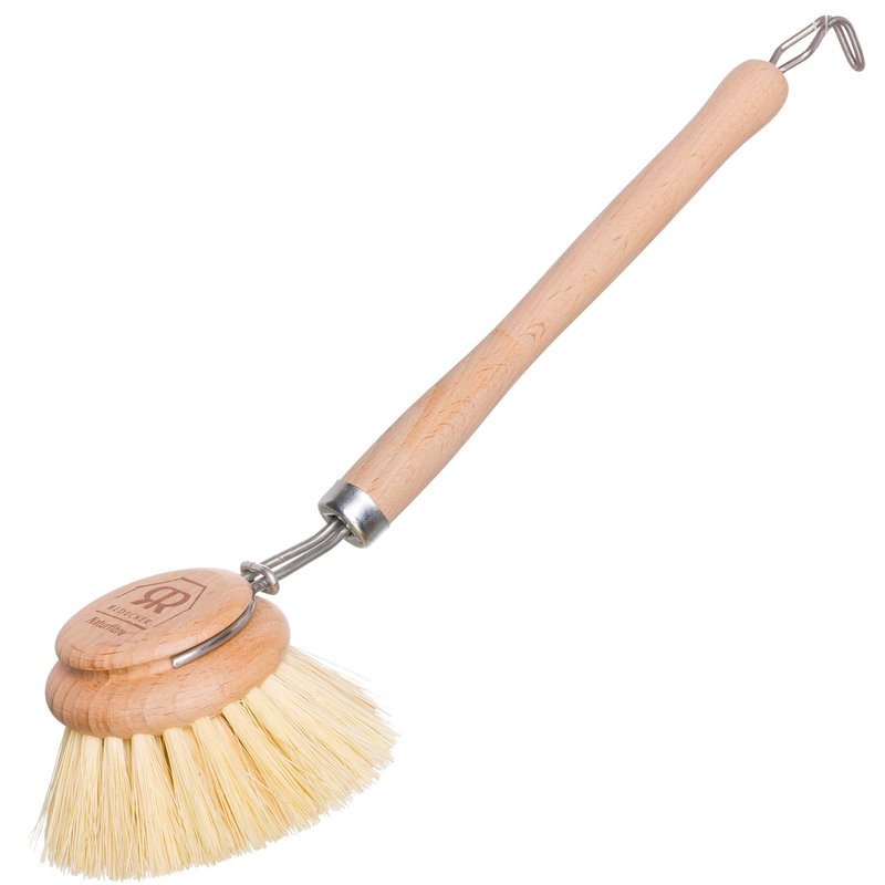 REDECKER Tampico Fiber Bristle 2-Inch All-Purpose Kitchen Dish Scrub Brush with Beechwood Handle - Bamboo Dish Brush Alternative for Pots, Pans, and Kitchen Utensils - Wood Dish Brush