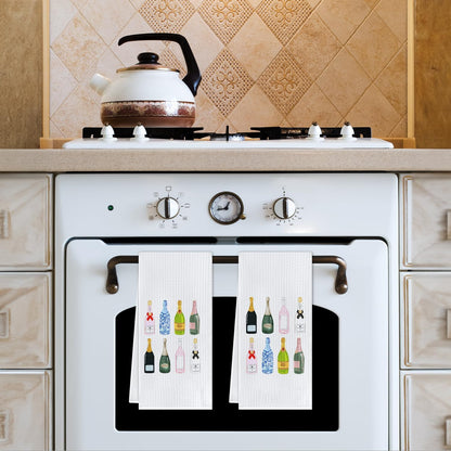 16x24 Inch Set 2 Champagne Accessories Kitchen Towels, Champagne Gifts for Women Dish Tea Towels, Gifts for Wine Lovers